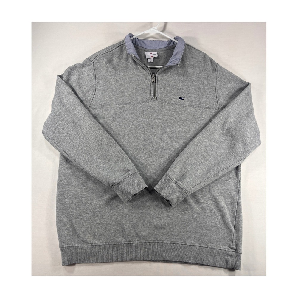 Vineyard Vines Mens Large Quarter Zip Pullover Heather Grey Sweatshirt